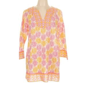 Vineyard Vines Pink and Orange Citrus Print Coverup Tunic 3/4 Sleeves Size Large